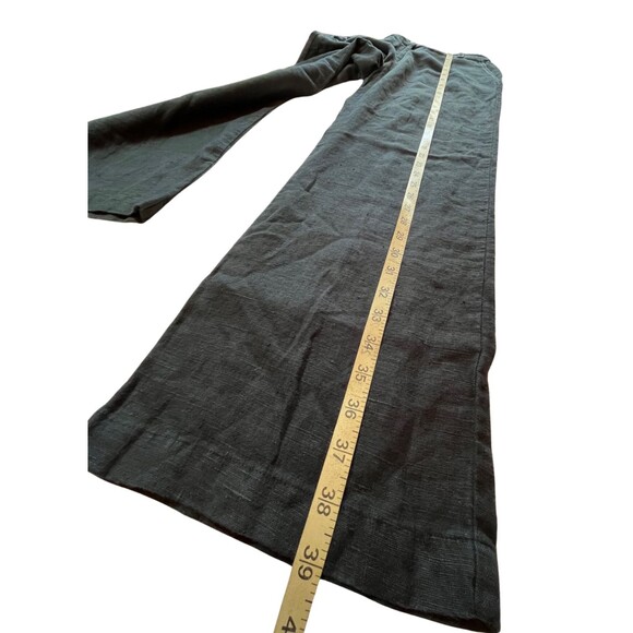 Chico's Black Pants 100 Percent Linen Wide Leg Flowy Boho Natural Comfy 1 S - Picture 7 of 16